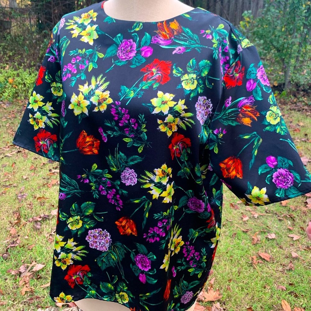 Vintage Silky Floral Blouse